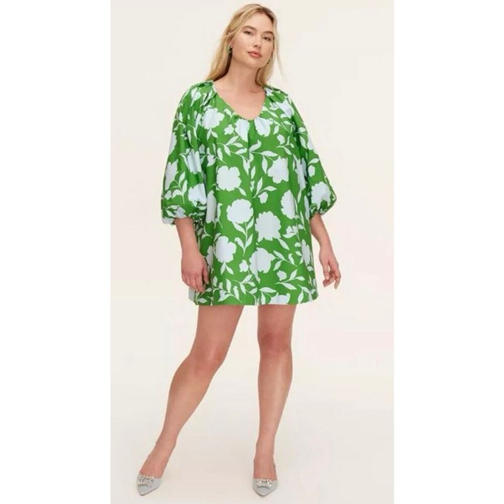 Kate Spade New York x Target Green White Floral Puff Sleeve Mini Dress S